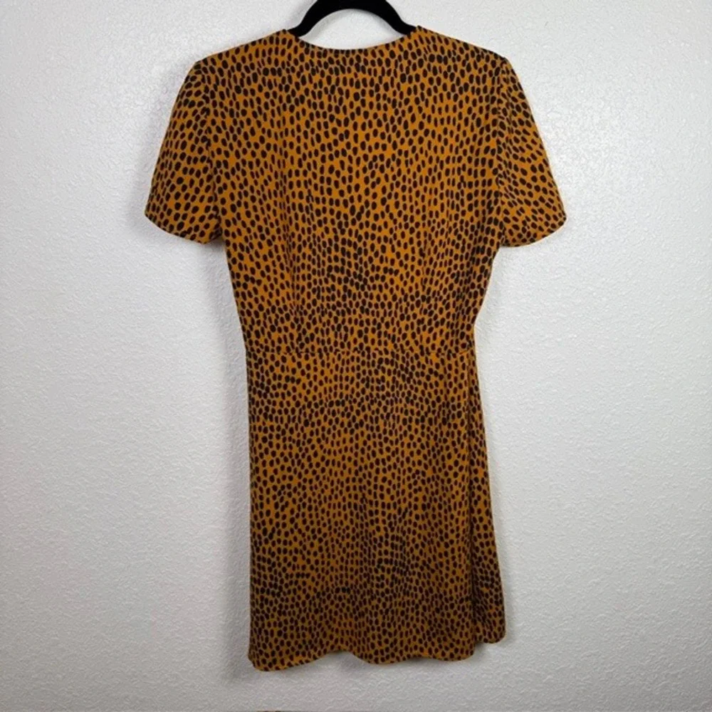 J. Crew Short Sleeve Wrap Dress Cheetah Print Mustard Yellow Size 8